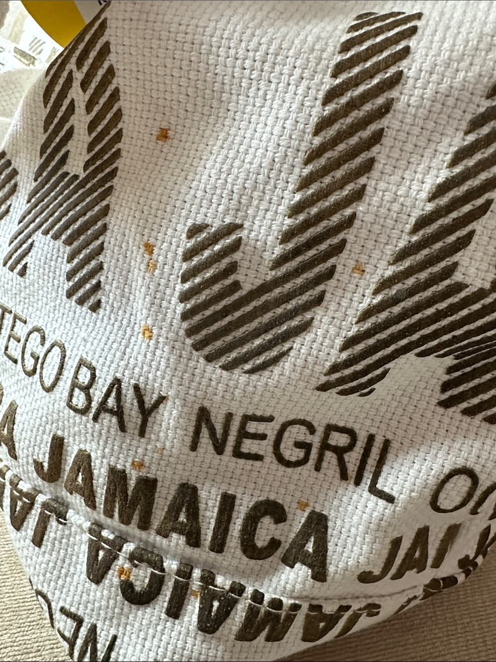 Jamaica Print Canvas Tote Bag in White and Brown - Picture 8 of 8